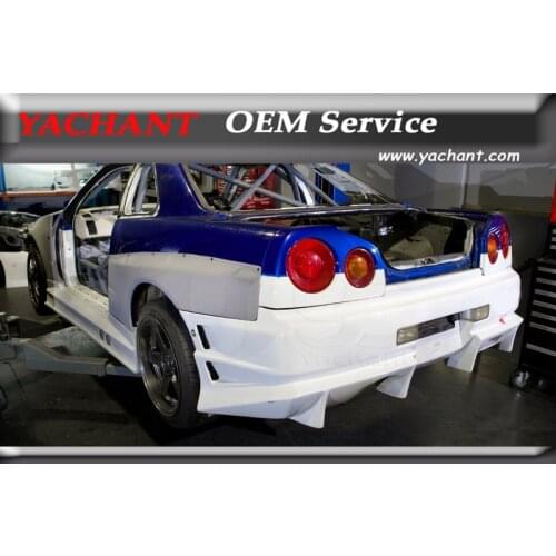 Ca-Styling Carbon Fiber Rear Fender Bodykits Fit For 99-02 Skyline R34 GTT GTR-Conversion Rear Over Fender Flares with Fuel Cap