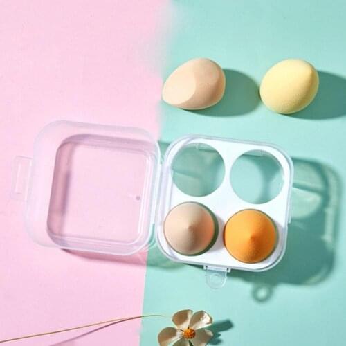 4 Grids Makeup Eggs Storage Box Transparent Powder Puff Gourd Holder Container Water Drop Puff Makeup Egg Cushion Beauty Tool