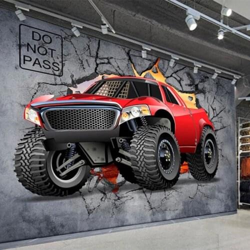 Custom Any Size Mural Wallpaper 3D Stereo Car Broken Wall Fresco Restaurant Cafe KTV Bar Background Wall Papers For Walls 3 D