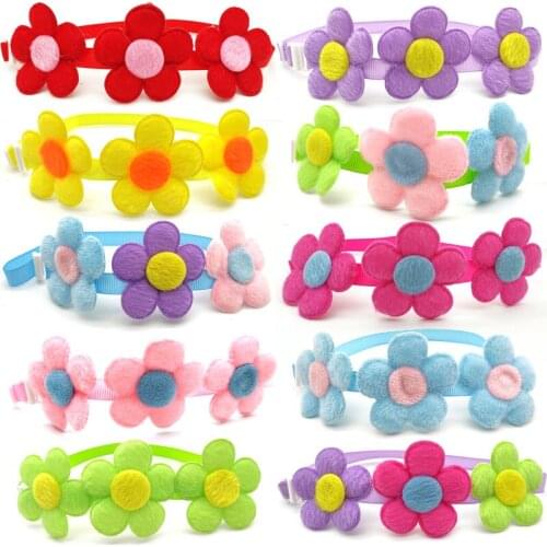 30/50 Pcs New Pets Dog Grooming Supplies Spring Flower Style Puppy Dog Collar Bow Ties Accessories Cute Dogs Bow Tie Necktie