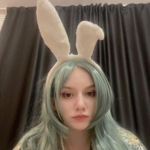 Fashion Rabbit Ears Headband Fluffy Lolita Cosplay Headband Adult Children Cute Hairband Costume Bunny Easter Hair Accessories