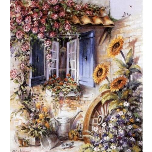 Oneroom Dmc Cross stitch series Home decoration 14/16/18/28 Diy Needlework kits embroidery Cross stitch kit flowers door
