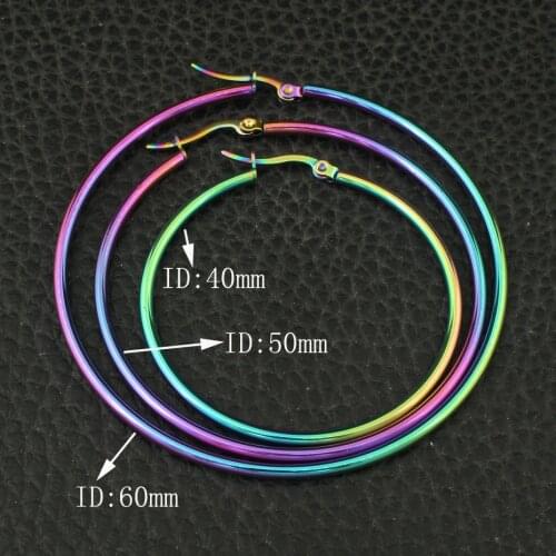 Wholesale Fashion Jewelry Stainless Steel Big Round 40-60mm Hoop Earrings For Women Girls EFGZAGCM
