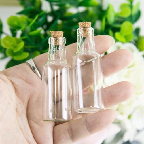 Wholesale 12ml Mini Transparent Glass Bottles with Cork Stopper Clear Wishing Gift Bottles Jars 50pcs/lot