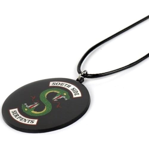 Black Color Mysteries-Of-Riverdalee Pendant Necklace South Side Serpents Pop Glass Cabochon Handmade Punk Fashion Jewelry