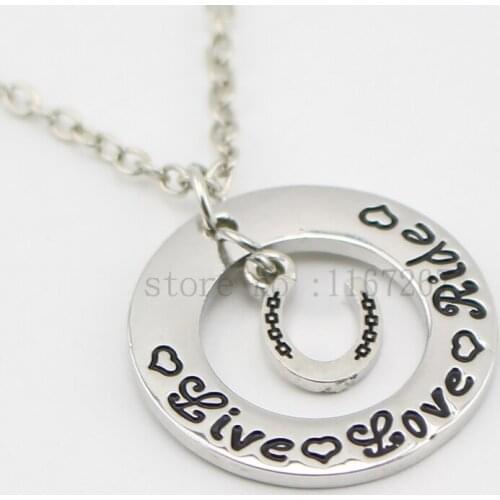2015 "Live Love Ride"Necklace Hand stamped horse lover jewelry Horse Riding Gift necklace