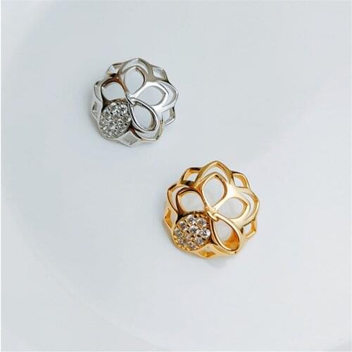 1PCS S925 Sterling Silver Pearl Tray Charm Connector Bail Pendant Clasp DIY Necklace Jewelry Making Accessories