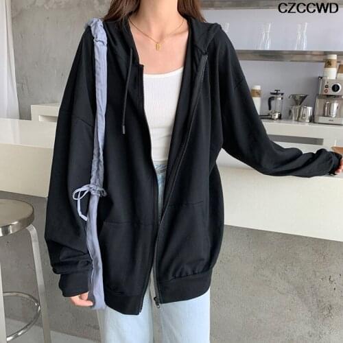 Plus Size Zip Up Sweatshirt Jacket Hoodies Black Brown Women Pockets Long Sleeve Pullovers Autumn Winter New Oversize Clothes