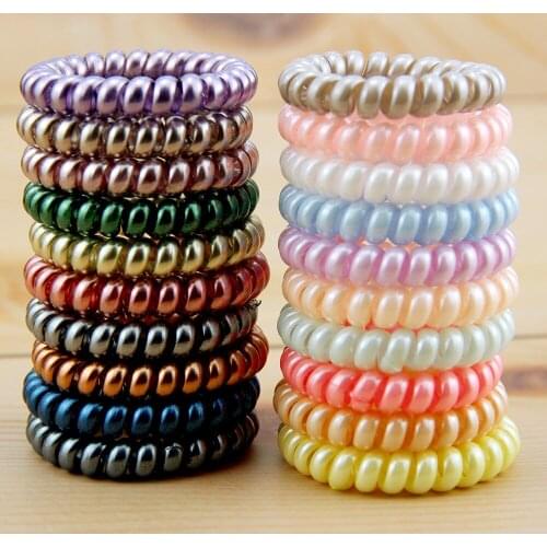 10PCS Bright Shining Telephone Line Wire Elastic Hair Bands Tie Gum Headwear Ponytail Holder Rubber Bands Women Hair Accessories