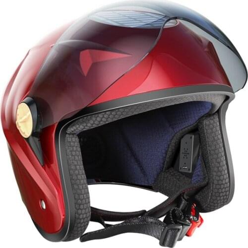 Smart Bluetooth Locomotive Half Helmet Four Seasons Electric Vehicle Motorcycle Helmet Summer Fan Helmet Solar