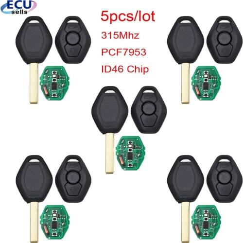 5PCS X 3 Buttons Smart Remote Key 315Mhz PCF7953 ID46 Chip for BMW CAS2 5 series E46 E60 E83 E53 E36 E38