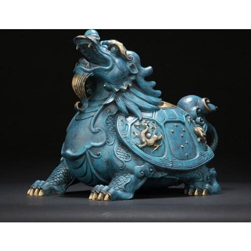 Pure copper auspicious beast dragon tortoise statue Chinese Lucky Decorations High-end home living room decoration accessories