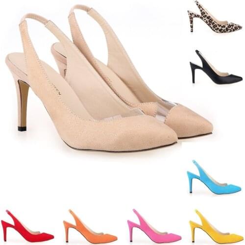 Classic Sexy Pointed Toe Mid High Heels Women Pumps Shoes Faux Suede Spring Brand Wedding Big Size Party 952-8VE