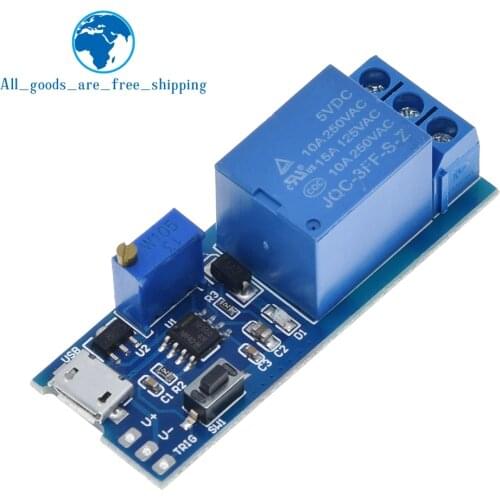 TZT Smart Electronics 5V-30V Delay Relay Timer Module Trigger Delay Switch Micro USB Power Adjustable Relay Module