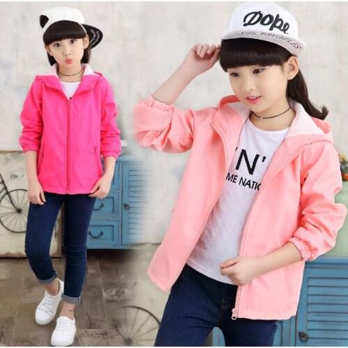 Girls Windbreaker Coat New Cute Flower Hooded Outwear for baby Kids Clothes Children Casual Jackets 6 8 10 12 Years Vestidos