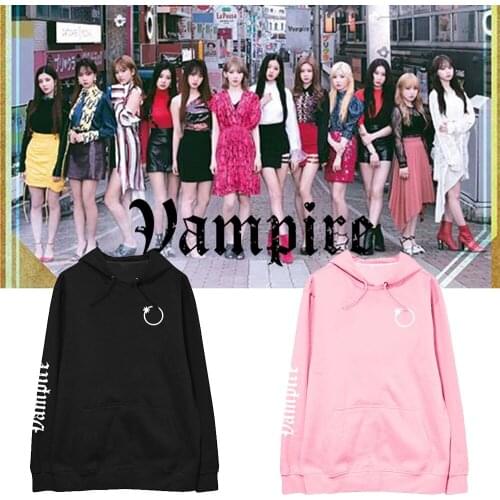 Kpop IZONE 2020 Korean Women Sexy Harajuku Kawaii streetwear Hoodies Print Female Pink Coat fashion Pullover Hooded Sweatshirts
