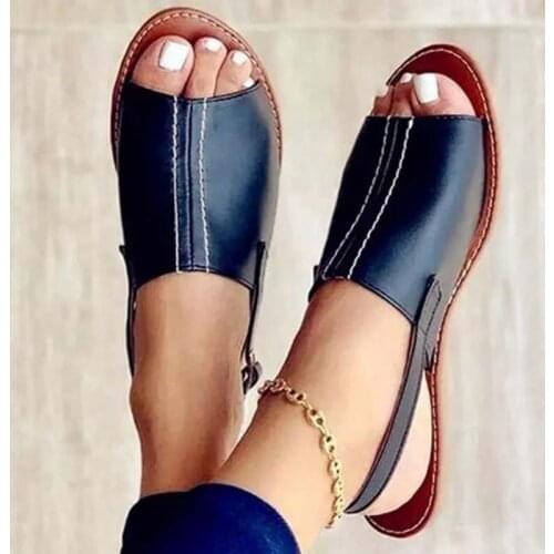 Womens Sandals 2021 Summer Female Fashion Flats Shoes Womans Peep-toe Comfort Slip-on Sandalias Casual Shoes Mujer Plus Size