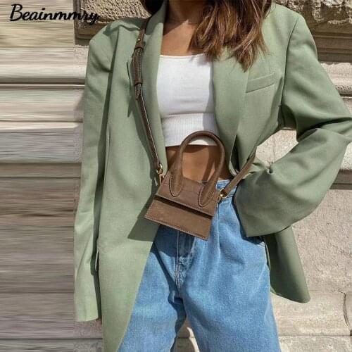 Za Women Casual Suit Jacket Solid One Button Blazer 2021 Spring Autumn Elegant Female Long Sleeve Turn Down Collar Suit Coat