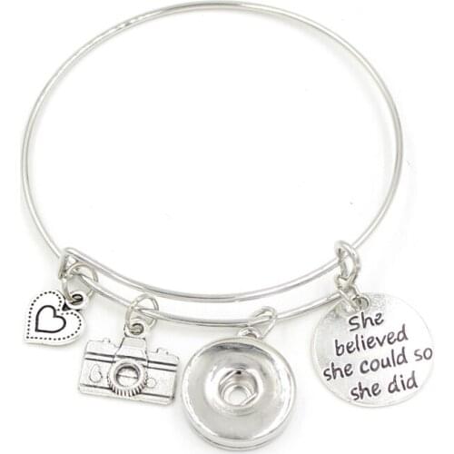 1PC 18mm Snap Jewelry Liobonar Snap Buttons Charms Photographer Bracelet Bangle Camera Photographer Gift Pulsera