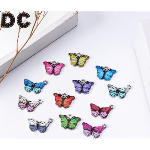 10pcs/lot 20x14mm Colored Alloy Butterfly Shape Charm DIY Jewelry Bracelet Necklace Pendant Charms