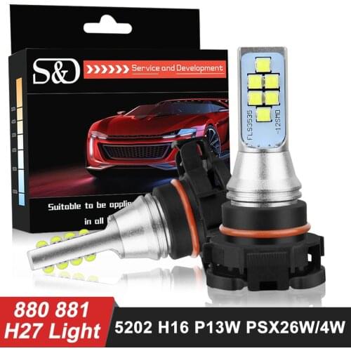 2pcs Auto LED Bulb H27 LED 880 881 P13W 5202 H16 LED PSX24W PSX26W Car Fog Light 1800LM Day Running Light Drving Lamp 12V White
