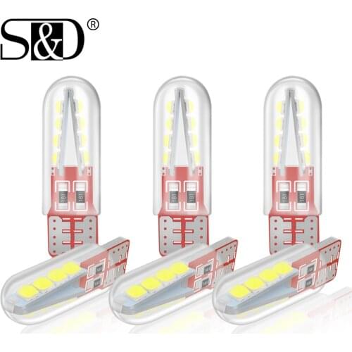 6pcs T10 Glass Led Lights Auto W5W Led pure white 194 168 3030 SMD Clearance Bulbs Wedge Side Lamp Interior Dome Light DC 12V