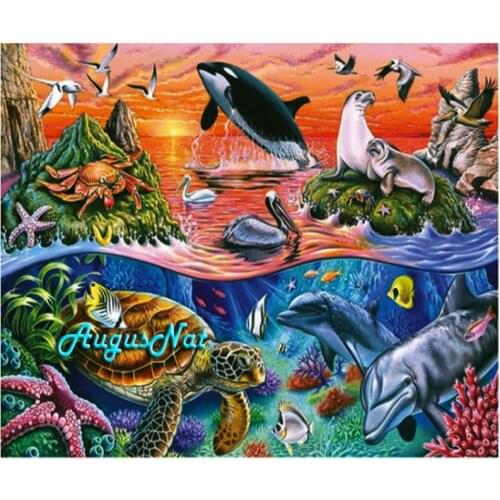 Sea animals diamond painting full round dolphin wall art diy diamond dotz diamond paint on canvas turtle crystal embroidery gift