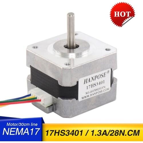 Free shipping 1PCS 17HS3401 4-lead Nema 17 Stepper Motor 42 motor 42BYGH 1.3A CE ROSH ISO CNC Laser and 3D printer