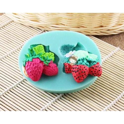 Free shipping Strawberry Modelling fondant silicon mold chocolate cake decoration silicone mold silicone mold