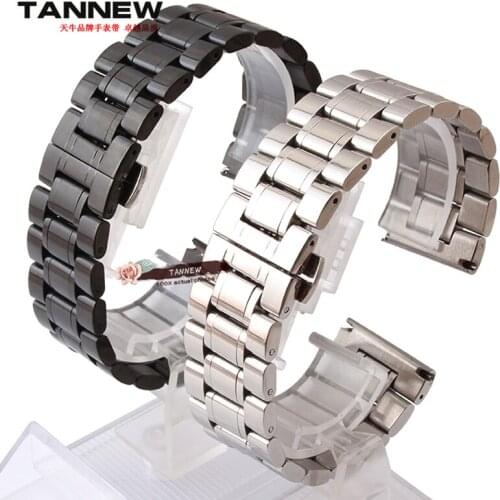 Stainless steel bracelet 22mm 24mm 26mm 28mm 30mm for d-iesel H-amilton wristband mens black silver strap clasp double push
