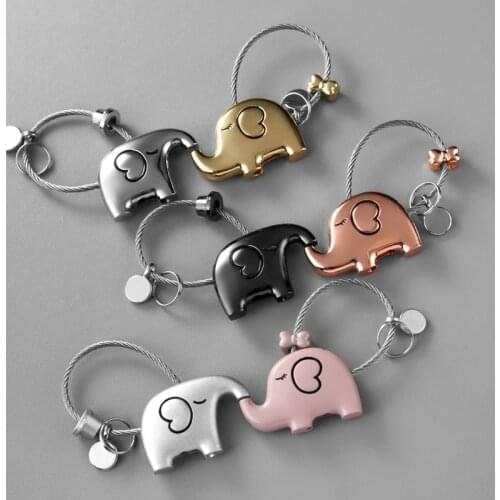 Creative elephant keychain for women key ring cute steel wire key chain couple keychain high quality portachiavi bag charm