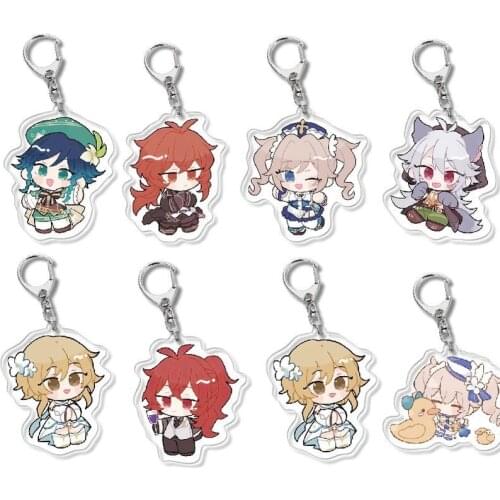 Project Keychain Womans Genshin Impact Man Key Chain Men Pendant Key Ring Girls Key Holder Acrylic Lady Jewelry Llaveros Lumine
