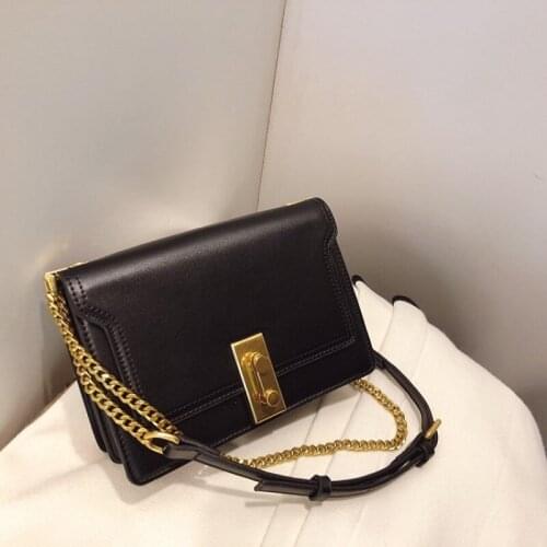 Brand Women Leather Handbag Simple Solid Color Shoulder Bags Designer Vintage Armpit Bag Fashion Hasp Flap Chain Messenger Bag