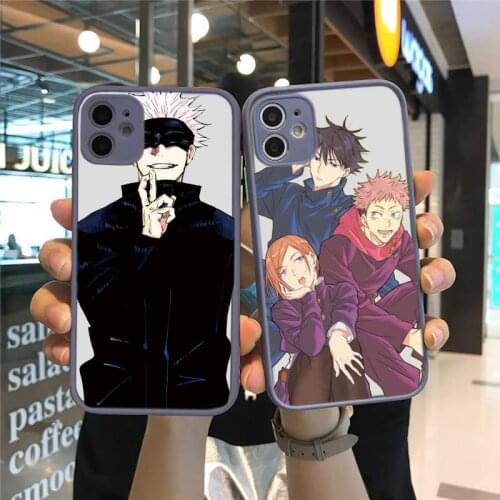 Anime Jujutsu Kaisen Gojo Satoru Phone Case Dark Blue Transparent Matte For IPhone 7 8 11 12 S Mini Pro X XS XR MAX Plus Cover