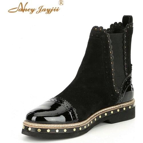 Womens shoes adult Chelsea boots rivet ankles head round head square with high heels winter fashion casual mature sexy 2019