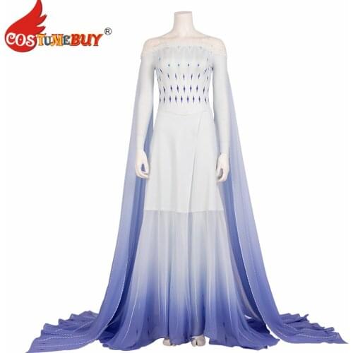 Costumebuy Adult elsa dress Women girl Fairy white dress Costume Party Halloween Ball Gown Custom Made