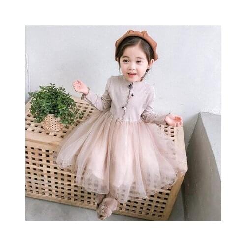 Winter Baby Girls Dress 2-8 Years Girls Long Sleeve Princess Flower Dress Ball Gown Party Mesh Dress Kids Autumn Winter Clothing