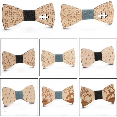 Fashion New Vintage Men Wooden Wood Bowtie For Man Flower Hollow Out Geometric Bowtie Butterfly Party Male Bow Accessories