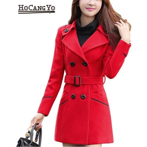 HCYO Women Coats and Jackets Warm Thick Wool Blends Outwear Coats Jacket Womens Long Overcoat Women Coat Autumn Winter Plus Size