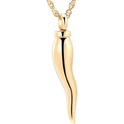 Italian Horn Shape Cremation Jewelry for Ashes, Urn Pendant Necklace, Memorial Ashes Gift - Keepsake Urns Jewelry