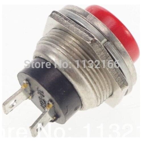 Red Hole 16mm 2 Pin SPST 3A 125VAC NO Momentary Push Button Switch