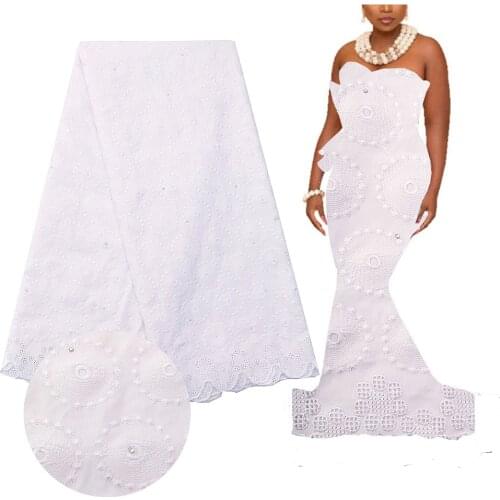 LadyQ 2020 Latest Swiss Lace Fabric Dress African Voile Lace in Switzerland High Quality White Nigerian Dry Cotton Lace Fabric