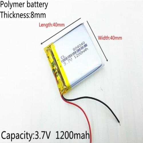 3.7V 1200mAh 804040 Lithium Polymer LiPo Rechargeable Battery ion cells For Mp3 Mp4 Mp5 DIY PAD DVD E-book bluetooth headset