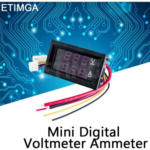 Mini Digital Voltmeter Ammeter DC 100V 1A 10A Panel Amp Volt Voltage Current Meter Tester 0.28" Blue Red Dual LED Display