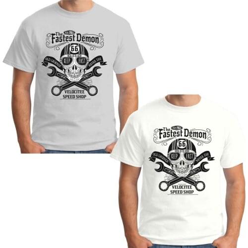 2019 Hot Sale 100% Cotton Mens Premium T-Shirt Fastest Demon Skull Motorcycle Biker Racer V160 Tee Shirt