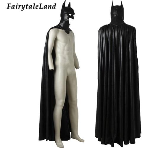 Adult Men Superhero Bat Cosplay Cloak Helmet Halloween Justice Costume Props Black Mask Faux Leather Capes Fancy Birthday Suit
