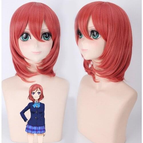 New Arrival Anime LoveLive! Love Live Maki Nishikino Short Red Heat Resistant Cosplay Costume Wig Women + Cap