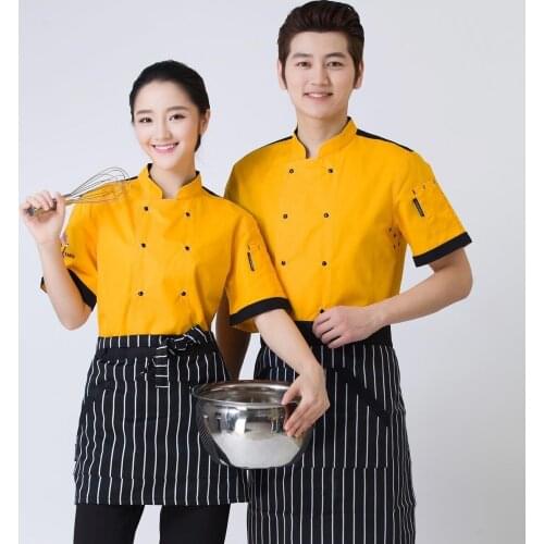 New Arrive Chef Work Clothes Short Sleeved Adult Summer Hotel Work Uniform Chef Jacket Work Clothes Chef Uniforms B-5961