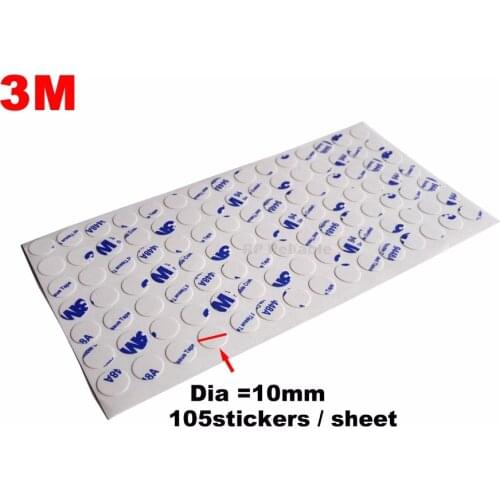 Original 3M 9448 White Strong Sticky Double Sided Glue Round Sticker for iphone Cell Phone Button 10MM Circle 105 Stickers/sheet