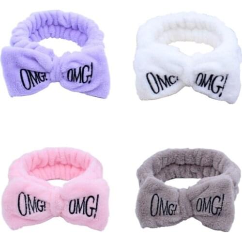 Hot Sale Women Headbands OMG Makeup Headband for Washing Elastic Velvet Bow Head Wrap Coral Fleece Fashion Girl Hair Accessories